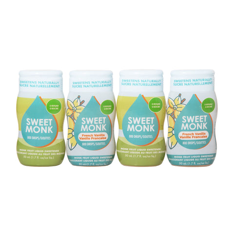 Mix N Match Original and French Vanilla 4 Pack (Save $13.96) - SweetMonk 50ml (730 drops) Liquid Monk Fruit